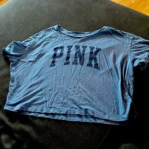 Blue short sleeve crop top